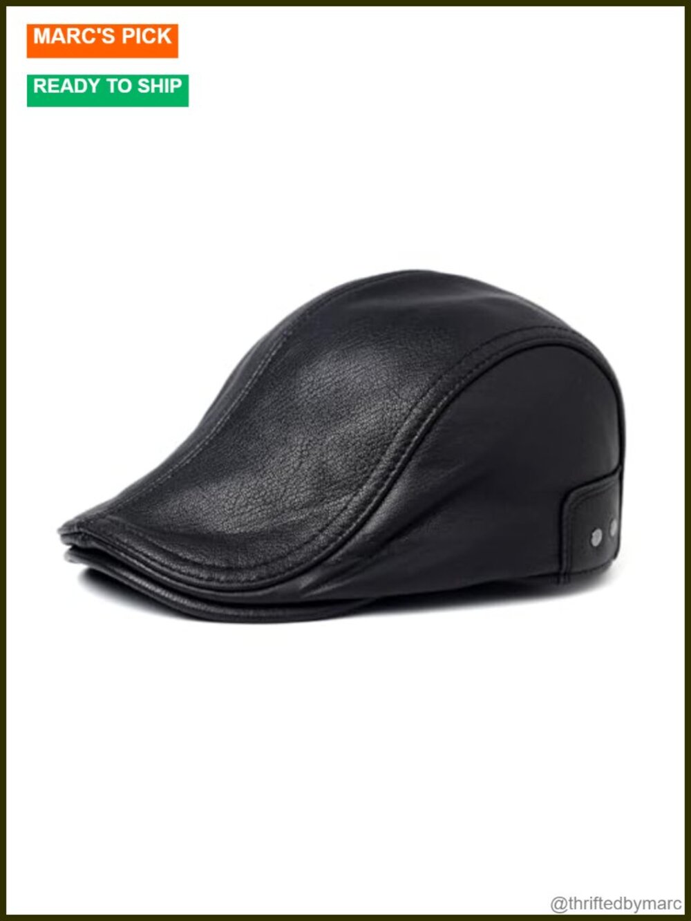 Men's Premium Goat Leather Flat Cap Adjustable Newsboy Cap